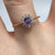 Amethyst & CZ Floral Cluster Thin Shank Ring 9ct 9k Yellow Gold - Size Q