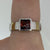 Unique Garnet Solitaire Bezel Set Two Tone Ring 9ct 9K White Gold - Size O