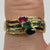 Diamond Sapphire Ruby Emerald Wave Channel Set Ring 18ct 18k Yellow Gold - Size O