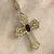 Garnet Filigree Cross Crucifix Pendant 9ct 9k Yellow Gold