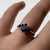 Sapphire & Diamond Cluster Ring 18ct 18k White Gold - Size J