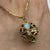 Opal & Garnet Filigree Cage Ball Pendant 9ct 9k Yellow Gold