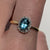 Antique Blue Zircon & Diamond Platinum Set Ring 18ct 18k Yellow Gold - Size O