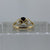 Garnet Solitaire Ring Bark Finish Heart Accents 9ct 9k Yellow Gold - Size M