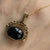 Black Onyx Victorian Style Filigree Swivel Fob Pendant 9ct 9k Yellow Gold