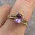 Amethyst & White Topaz Twist Ring 9ct 9k Yellow Gold - Size M 1/2