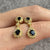 Sapphire & Diamond Cluster Drop Stud Earrings 18ct 18k Yellow Gold