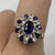 White Spinel & Synthetic Sapphire Cluster Ring 9ct 9k Yellow Gold - Size N