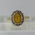 Amber & CZ Halo Cluster Ring 9ct 9k Yellow Gold - Size P 1/2