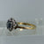 Blue Topaz Trilogy & Diamond Halo Ring 18ct Yellow Gold  - Size K