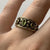 Peridot Ornate Bezel Set Patterned Band Ring 9ct 9k Yellow Gold - Size L