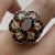 Garnet & White Topaz Ornate Cluster Flower Ring 9ct 9k Yellow Gold - Size L