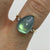 Moonstone Pear Cut Teardrop Diamond Accent Ring 9ct 9k Yellow Gold - Size N