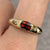 Checker Cut Garnet & Diamond Gypsy Ring 9ct 9k Yellow Gold - Size V