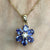 Tanzanite CZ Daisy Flower Pendant Curb Chain Necklace 9ct 9k Yellow Gold - 20"