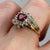 Ruby Heart Cut Twist Ring Diamond Accents 10ct 10k Yellow Gold - Size O 1/2