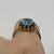 Blue Topaz & Sapphire Halo Cluster Ring 9ct 9k Yellow Gold - Size P 1/2