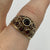 Garnet Filigree Cluster Band Ring 9ct 9k Yellow Gold - Size N