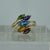 Tsavorite Amethyst Blue Topaz Citrine Garnet Ring 9ct 9k Yellow Gold - Size L