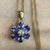 Tanzanite CZ Daisy Flower Pendant Curb Chain Necklace 9ct 9k Yellow Gold - 20"