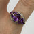 Amethyst & Diamond Ornate Cluster Ring 9ct 9k Yellow Gold - Size P