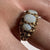 Opal Cabochon Trilogy Textured Finish Ring 9k 9ct Yellow Gold - Size J