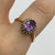 Amethyst & Diamond Halo Cluster Ring 9ct 9k Yellow Gold - Size P