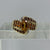 Citrine, Fire Opal, Spessartite Garnet, Diamond Ring 9ct 9k Yellow Gold - Size S