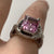 Pink Topaz Emerald-Cut Solitaire Ornate Ring 9ct White Gold - Size N 1/2