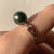 Tahitian Peacock Black Pearl & Diamond Ring 9ct 9k White Gold - Size N