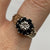 Sapphire & Diamond Daisy Flower Cluster Textured Ring 9ct 9k Yellow Gold- Size Q