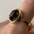 Smoky Quartz Cocktail Ring 9ct 9K Yellow Gold - Size R