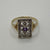 Amethyst & Diamond Art Deco Rectangle Ring 9ct 9k Yellow Gold - Size O