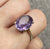 Amethyst Ornate Cocktail Oval Solitaire Ring 9ct 9k Yellow Gold  - Size P 1/2