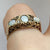 Opal Trilogy & Diamond Ornate Crafted Gold Ring 9ct 9k Yellow Gold - Size O