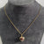 Ruby & Diamond Heart Pendant Fine Curb Chain Necklace 9ct 9k Yellow Gold - 18"