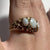 Opal Cabochon Trilogy Textured Finish Ring 9k 9ct Yellow Gold - Size J