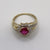 Ruby Lab Grown & Diamond Heart Cluster Ring 9ct 9k Yellow Gold - Size L