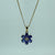 Tanzanite CZ Daisy Flower Pendant Curb Chain Necklace 9ct 9k Yellow Gold - 20"