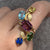 Bespoke Multi Colour Glass Foliate Vine Ring 21ct 21k Yellow Gold  - Size P