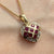 Ruby & Diamond Heart Pendant Fine Curb Chain Necklace 9ct 9k Yellow Gold - 18"