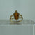 Amber Marquise Cabochon Knot Shank Ring 9ct 9k Yellow Gold - Size J