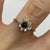 Garnet & CZ Daisy Flower Ring 9ct 9k Yellow Gold - Size K 1/2