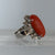 Coral Cabochon Bespoke Ornate Ring 18k 18ct White Gold - Size J