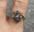 Amethyst Tanzanite Iolite Diamond Floral Ring 9ct 9k Yellow Gold  - Size P