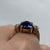 Antique Synthetic Sapphire & Diamond Ring 18ct 18k Yellow Gold - Size Q