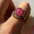 Oval Ruby & White Sapphire Ornate Cocktail Ring 18ct 18k Yellow Gold - Size N