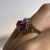 Ruby Cabochon & Diamond Bespoke Ornate Ring 18k 18ct White Gold - Size J