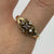 Amethyst & White Spinel Floral Cut Out Band Ring 9ct 9k Yellow Gold - Size S