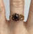 Garnet Daisy Flower Cluster Embossed Cut Out Ring 9ct 9k Yellow Gold - Size O